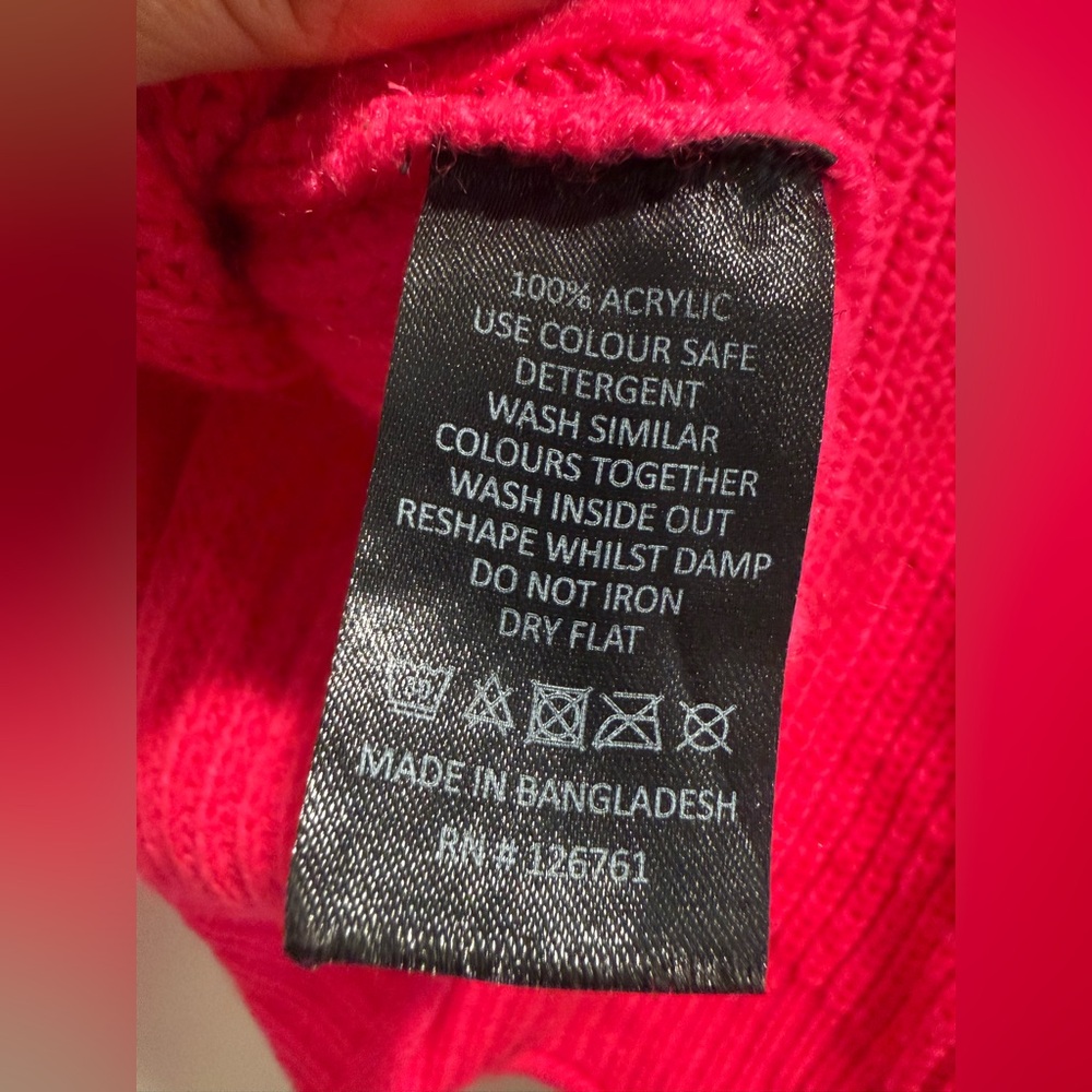 Love For Humanity Bright Pink Half Zip Knit Sweater Size M - Picture 9 of 9